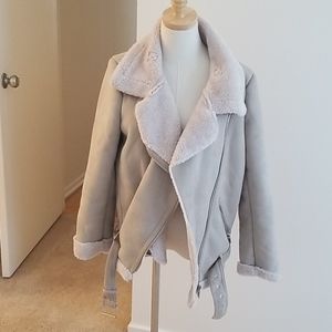 Zara suede sherpa moto jacket